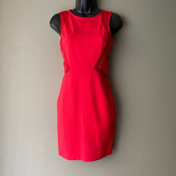 Parker sz XS Red Sheer Cutout Bodycon Sheath Mini Dress - Picture 1 of 10
